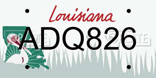 ADQ826 Louisiana License Plate