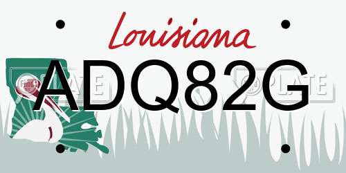 ADQ82G Louisiana License Plate