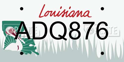 ADQ876 Louisiana License Plate