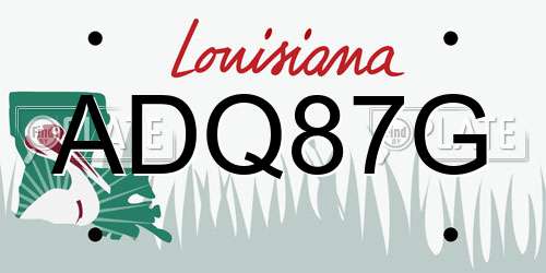 ADQ87G Louisiana License Plate