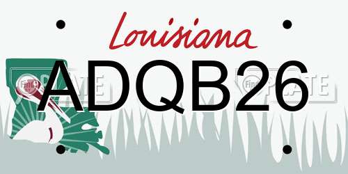 ADQB26 Louisiana License Plate