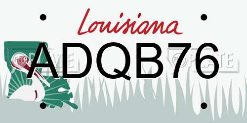 ADQB76 Louisiana License Plate