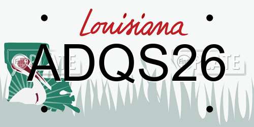 ADQS26 Louisiana License Plate