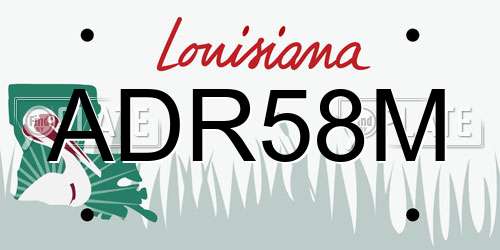 ADR58M Louisiana License Plate