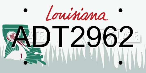 ADT2962 Louisiana License Plate