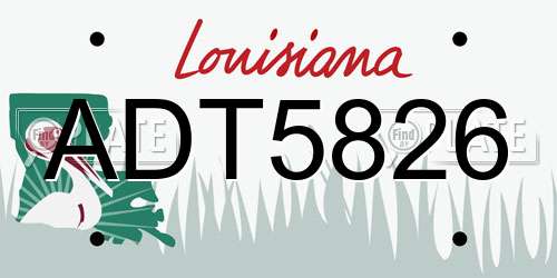 ADT5826 Louisiana License Plate