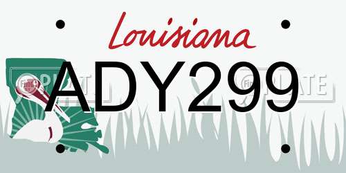 ADY299 Louisiana License Plate
