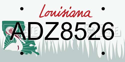 ADZ8526 Louisiana License Plate