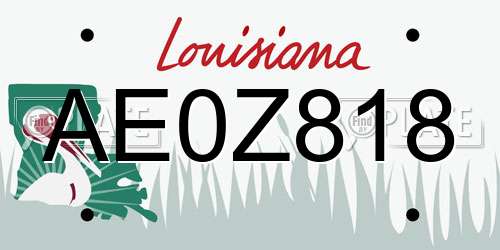 AE0Z818 Louisiana License Plate