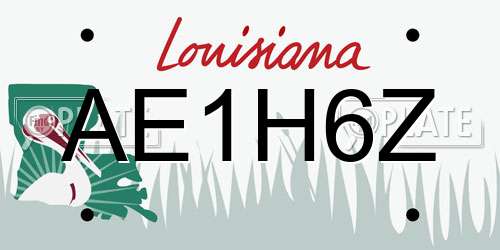 AE1H6Z Louisiana License Plate