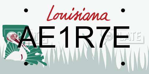 AE1R7E Louisiana License Plate