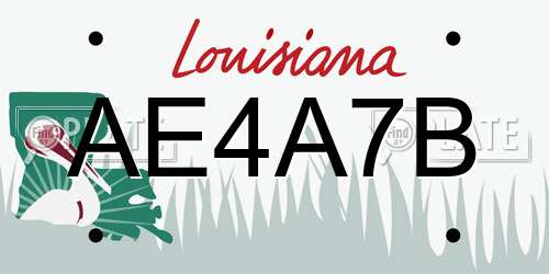 AE4A7B Louisiana License Plate