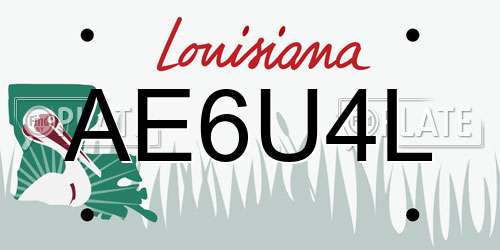 AE6U4L Louisiana License Plate