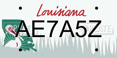 AE7A5Z Louisiana License Plate