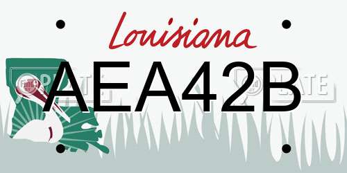AEA42B Louisiana License Plate