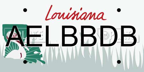AELBBDB Louisiana License Plate