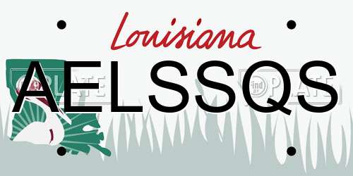 AELSSQS Louisiana License Plate