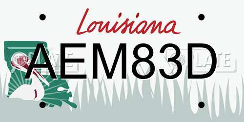 AEM83D Louisiana License Plate