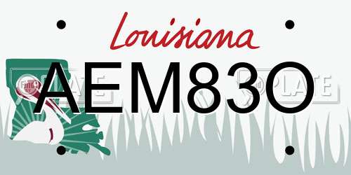 AEM83O Louisiana License Plate