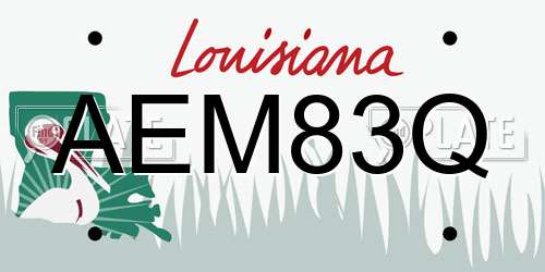 AEM83Q Louisiana License Plate