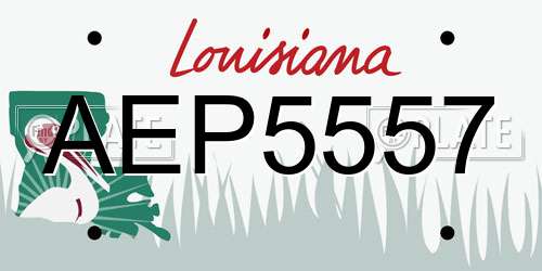 AEP5557 Louisiana License Plate