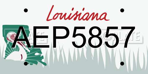 AEP5857 Louisiana License Plate