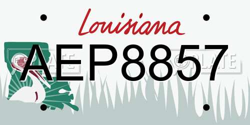 AEP8857 Louisiana License Plate