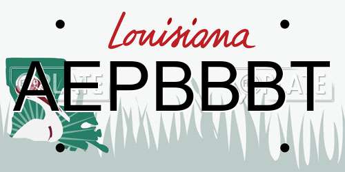 AEPBBBT Louisiana License Plate