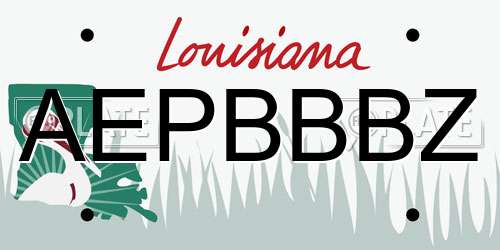 AEPBBBZ Louisiana License Plate