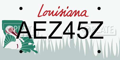 AEZ45Z Louisiana License Plate
