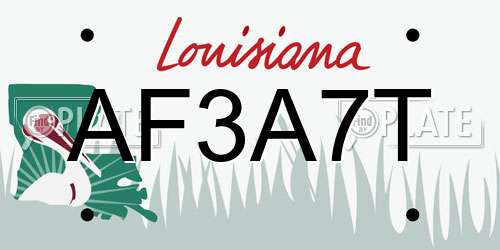 AF3A7T Louisiana License Plate