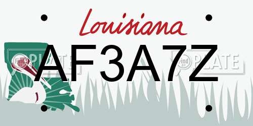 AF3A7Z Louisiana License Plate
