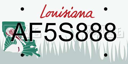 AF5S888 Louisiana License Plate