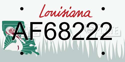 AF68222 Louisiana License Plate