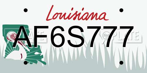 AF6S777 Louisiana License Plate