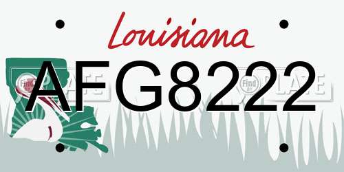 AFG8222 Louisiana License Plate