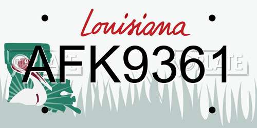 AFK9361 Louisiana License Plate
