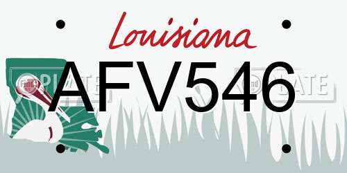 AFV546 Louisiana License Plate