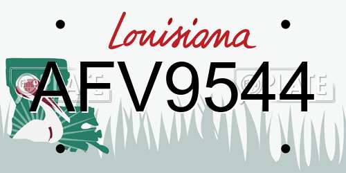AFV9544 Louisiana License Plate