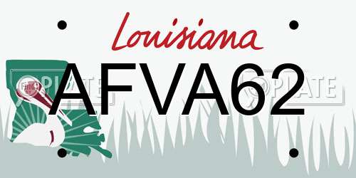 AFVA62 Louisiana License Plate
