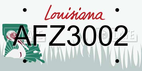 AFZ3002 Louisiana License Plate