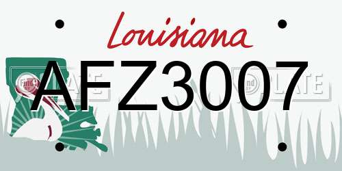 AFZ3007 Louisiana License Plate