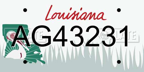 AG43231 Louisiana License Plate