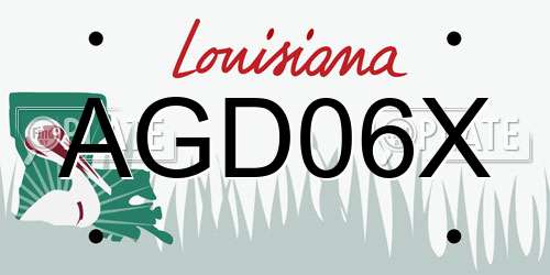 AGD06X Louisiana License Plate