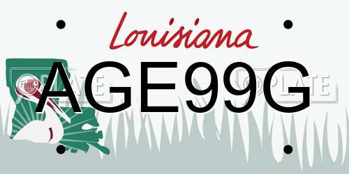 AGE99G Louisiana License Plate