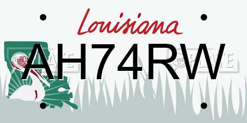 AH74RW Louisiana License Plate