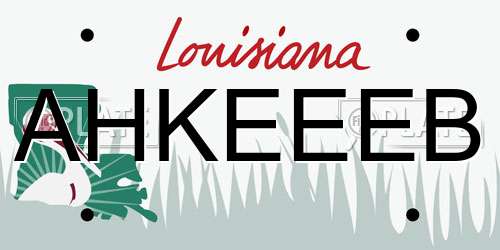 AHKEEEB Louisiana License Plate