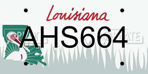AHS664 Louisiana License Plate