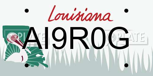 AI9R0G Louisiana License Plate