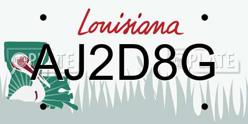 AJ2D8G Louisiana License Plate